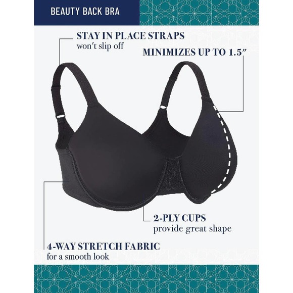 Vanity Fair Women’s Beauty Back Smoothing Minimizer Bra 42D - Picture 3 of 6
